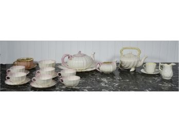 Two Belleek Fermanagh Ireland Tea Sets- One Full, One Partial (CTF10)