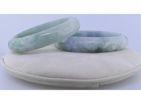 2 Chinese Carved Jade Bangles