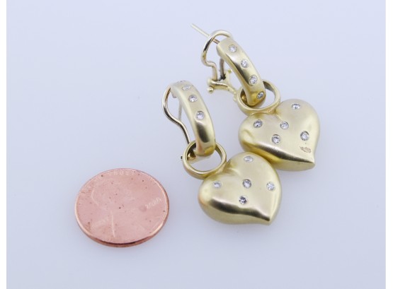 14K Diamond Heart Earrings