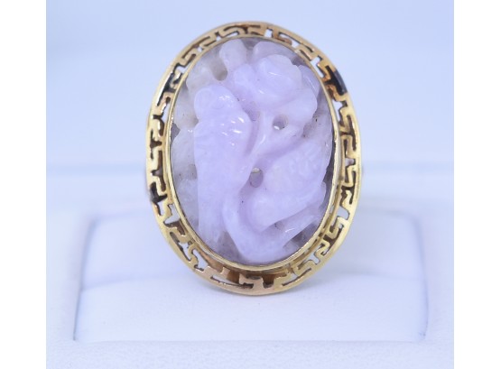 Vintage Chinese 14K Lavender Jade Ring