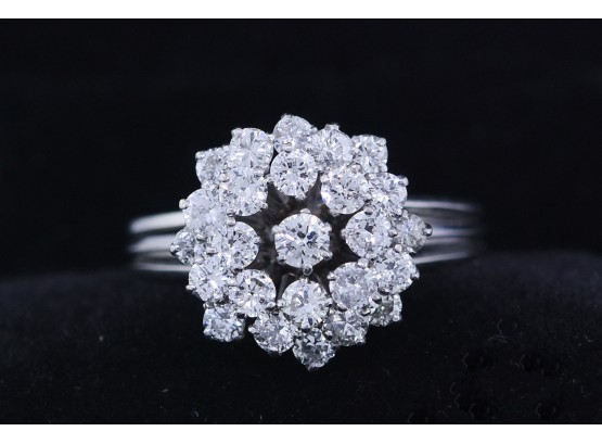 Diamond Cluster Ring Set In Platinum