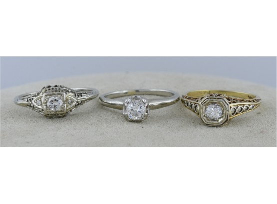 3 Vintage Diamond Rings