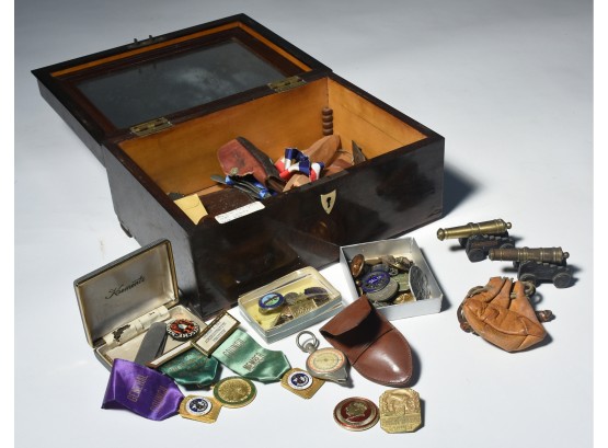 Antique Dresser Box Full Of Vintage Medals