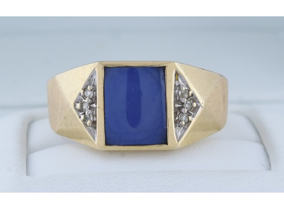 Men's 14k Gold Ring With Synthetic Star Sapphire