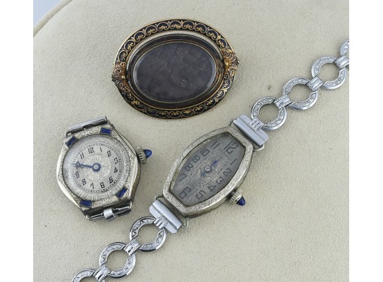 Victorian Hair Pin & 2 Vintage Watch Dials