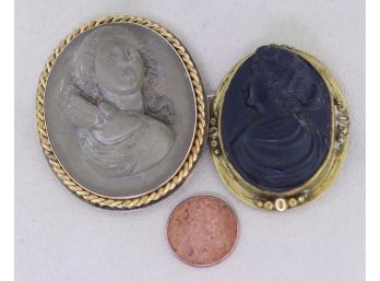 Two Victorian Cameos, Lava And Basalt