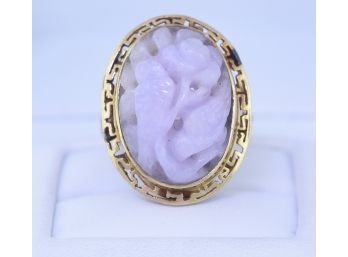 Vintage Chinese 14K Lavender Jade Ring