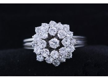 Diamond Cluster Ring Set In Platinum
