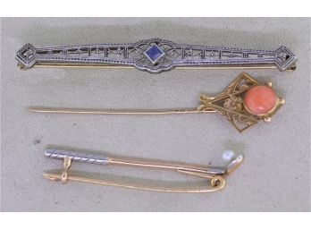 14K Sapphire Bar Pin & Others