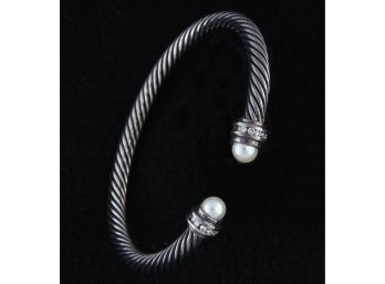 David Yurman Sterling/pearl Cuff Bracelet