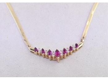 14K Ruby & Diamond Necklace