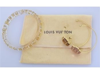 Louis Vuitton Inclusion Bracelet & Louise Vuitton Clover Earrings