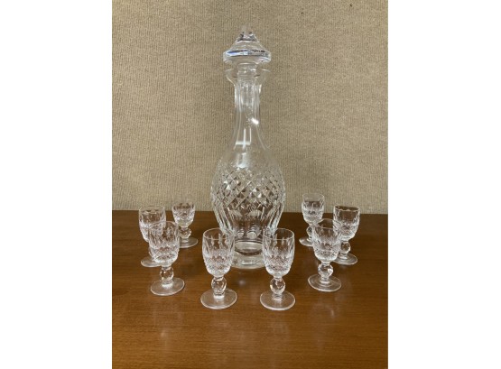 Waterford Colleen Pattern Decanter & Cordial Glasses, 9pcs (CTF10)
