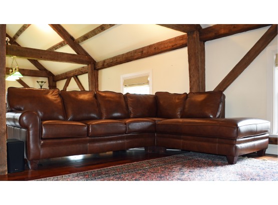 Fine Quality Smith Brothers Of Berne, Brown Leather Sectional Sofa -paid Over $10,000 (CTF60)
