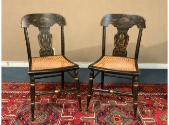 Two Paint Decorated Fiddle Back Chairs (CTF10)
