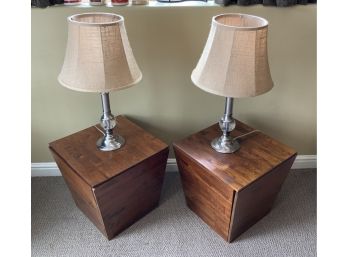 Pr Lift Top Tapered Cube Night Stands And Table Lamps (CTF20)
