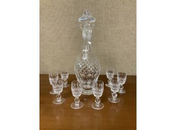 Waterford Colleen Pattern Decanter & Cordial Glasses, 9pcs (CTF10)