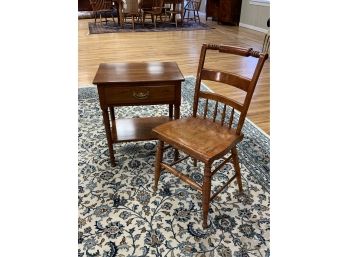 Stickley One Drawer Cherry Stand And Nichols And Stone Side Chair (CTF10)