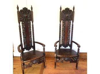 Late Victorian Carved Throne Chairs  (CTF30)