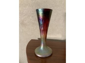 Iridescent Tapered Art Glass Vase, Possibly By Durand (CTF10)