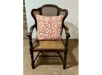 1920's Vintage Mahogany Chair & Needlepoint Pillow (cTF10)