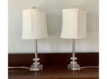 Pr. Glass & Chrome Boudoir Lamps (CTF10)
