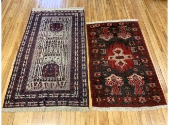 Two Hand Woven Wool Oriental Scatter Rugs (CTF10)