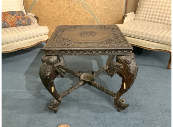 Carved Asian Center Table With Elephant Form Legs (CTF20)