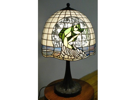 Unique Artisan Made Stained Glass Lamp, Jumping Fish (CTF10)