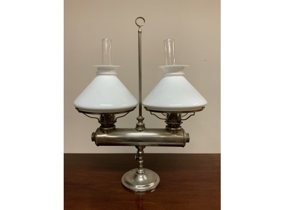 C.S. Spencer Nickel Plated Double Student Lamp, 1875 (CTF10)
