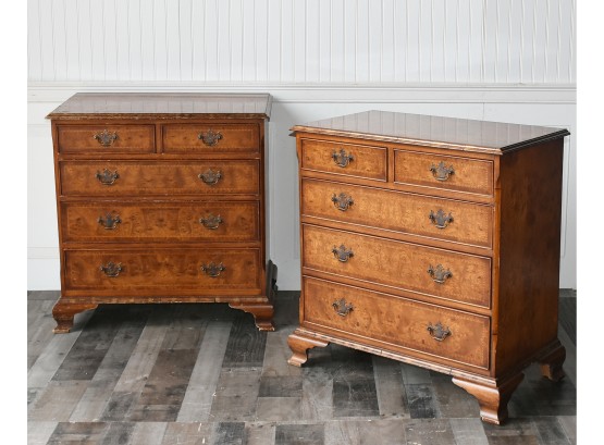 Pr. English Chippendale Style Elm/Burl Chests (CTF30)