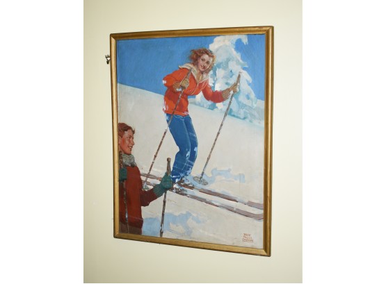 20th C. Oil On Canvas, Ski Scene, Ralph Pallan Coleman (CTF10)