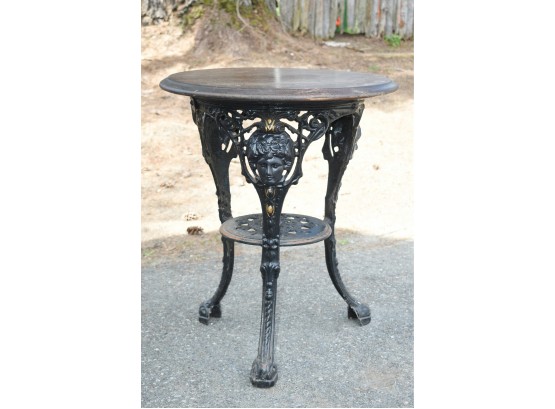 20th C. English Cast Iron Pub Table With Wood Top, 1 Of 2 (CTF10)