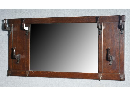 Vintage Arts & Crafts Style Oak Hall Mirror (CTF20)