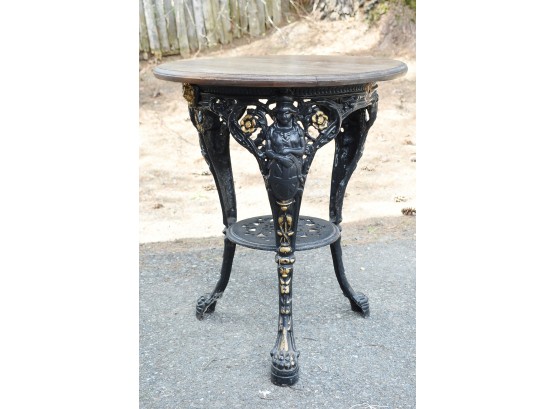 20th C. English Style Cast Iron Pub Table With Wood Top 2 Of 2  (CTF10)