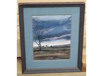 Fine Watercolor, Farm At Sunset, Norman Rhodes (CTF10)