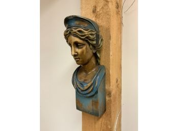 Vintage Hanging Carved Wood Female Bust (CTF10)