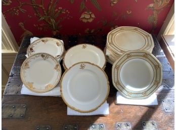 Three Sets Of Gilt-decorated Porcelain Side Plates (CTF10)