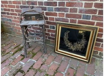 Adirondack Twig Stand And Victorian Hair Wreath (CTF10)