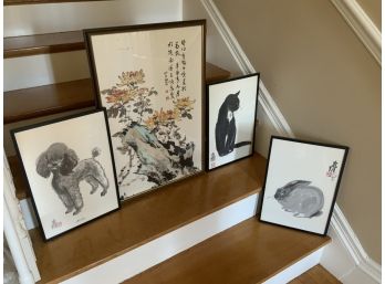 Asian Art Lot ,Prints And Watercolor, 4pcs (CTF 0)