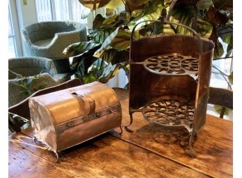 Antique Copper & Iron Pie Warmer With Roaster (CTF10)