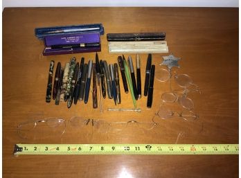 Vintage Fountain Pens And Eyeglasses (CTF10)