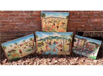 Four Haitian Oil Paintings On Canvas, Signed Michel (CTF 0)
