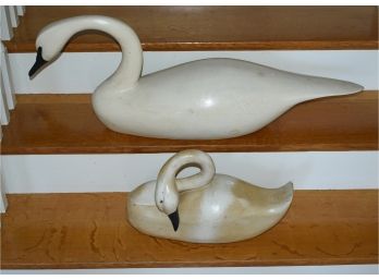 Two Carved Wood Swan Figures  (CTF10)
