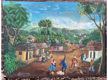 Large Haitian Oil On Canvas, Signed Charles Du Franc (CTF10)