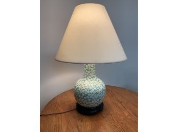 Asian Porcelain Table Lamp Floral Design On Green Ground (CTF10)