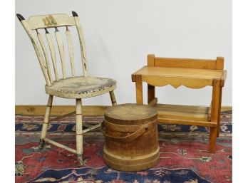 Country Lot: Youth Windsor Side Chair, Firkin And Childs Workbench (CTF10)