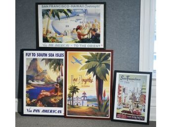 Four Reproduction Travel Posters,3  Pan Am &  1 TWA (CTF10)