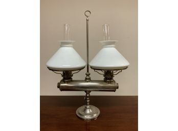 C.S. Spencer Nickel Plated Double Student Lamp, 1875 (CTF10)