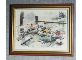 Wharf Vignette, Watercolor By Gene Klebe (CTF10)